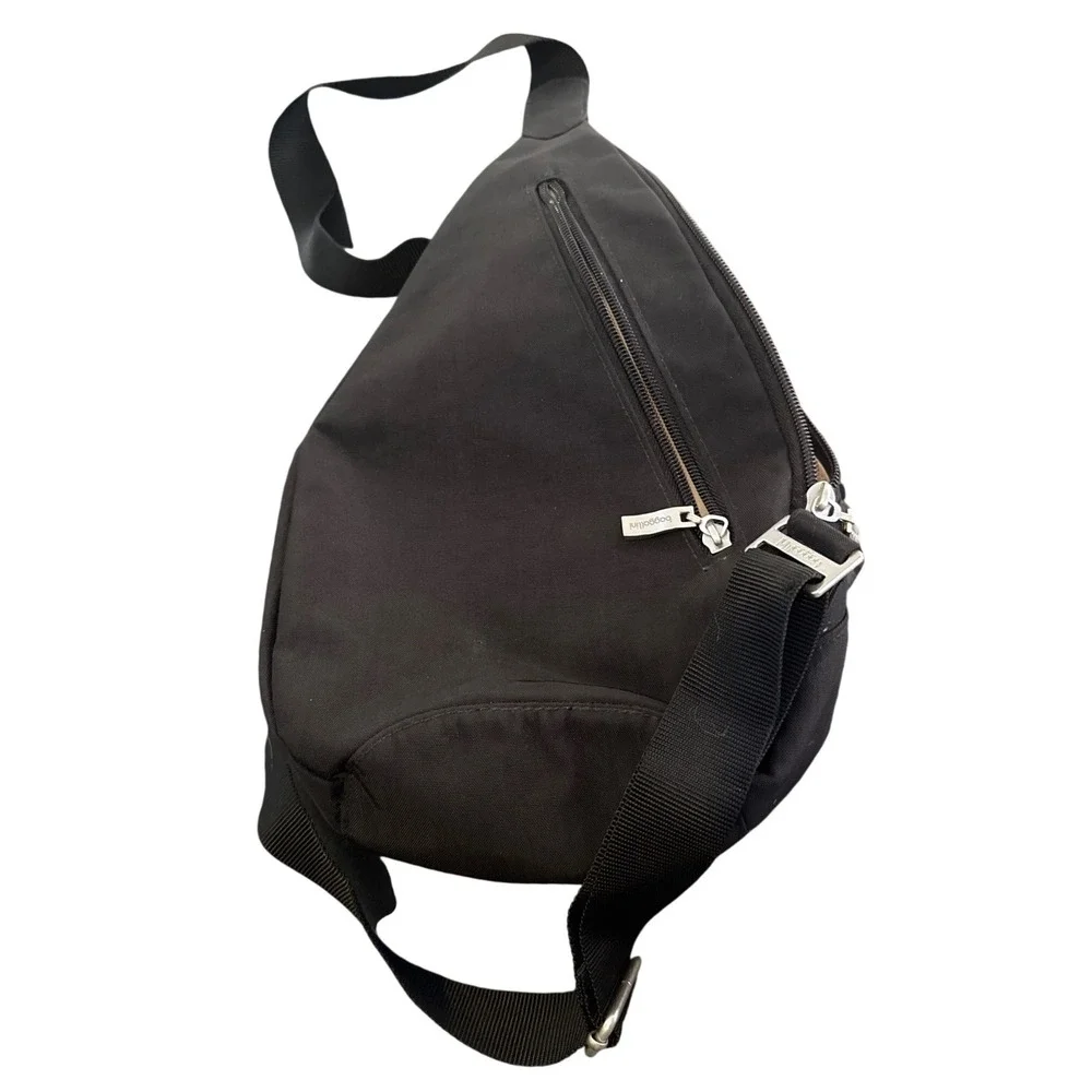 baggallini Black Nylon Sling Backpack Teardrop Crossbody Bag RFID Travel Purse